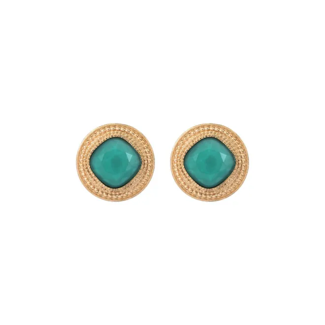 Louise thin clip-on earrings - turquoise