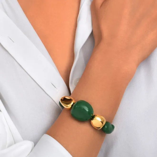 Loulou adjustable bracelet – green and gold