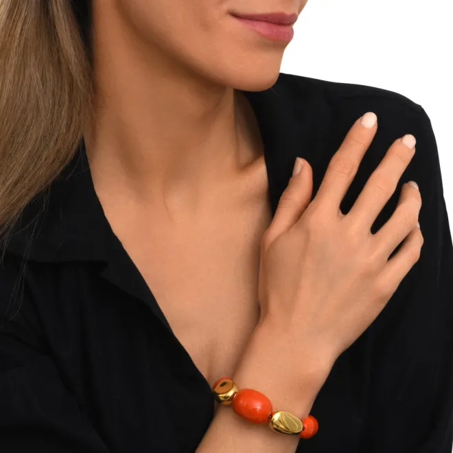 Loulou adjustable bracelet – orange and gold