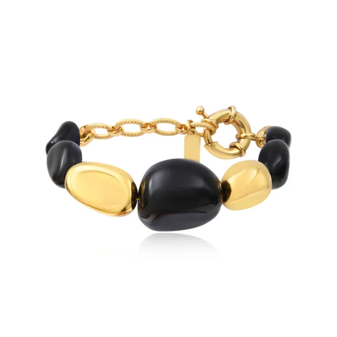 Loulou adjustable bracelet – black and gold
