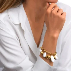 Loulou adjustable chain bracelet – gold and white