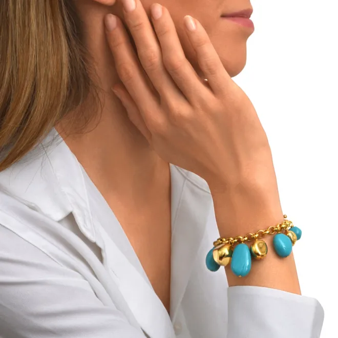 Loulou adjustable chain bracelet – turquoise and gold