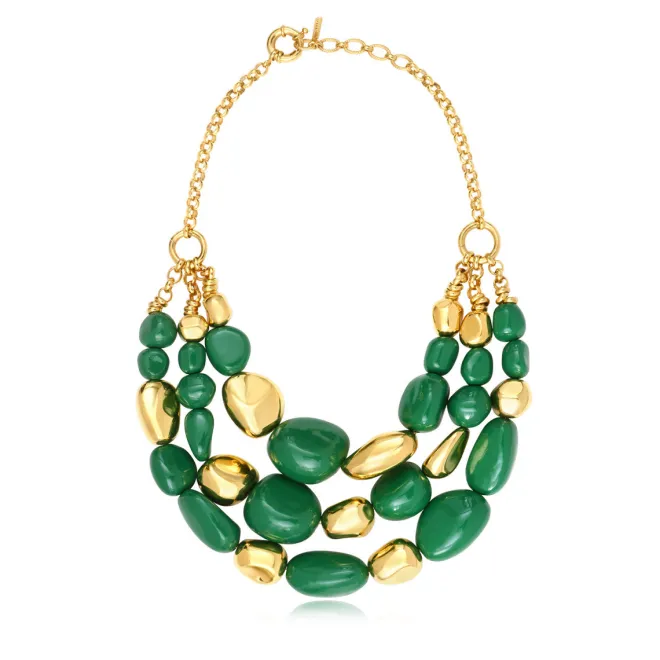 Loulou bib necklace – green and gold