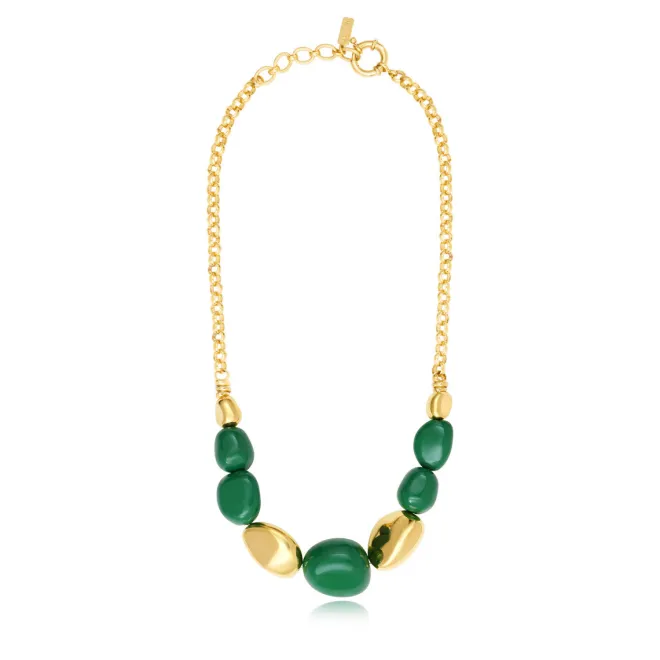 Loulou chain necklace – green and gold