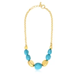 Loulou chain necklace – turquoise and gold