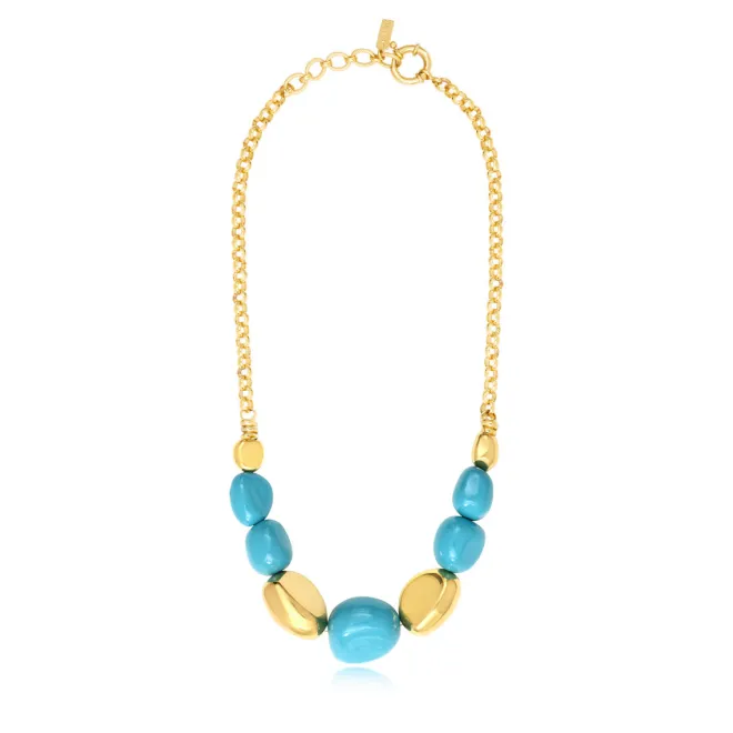 Loulou chain necklace – turquoise and gold