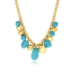 Loulou chunky chain necklace – turquoise and gold