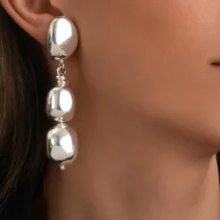 Loulou clip-on drop earrings - silver