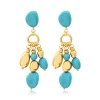 Loulou clip-on earrings – turquoise and gold