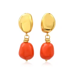Loulou clip-on pendant earrings – orange and gold