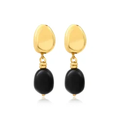 Loulou clip-on pendant earrings – black and gold