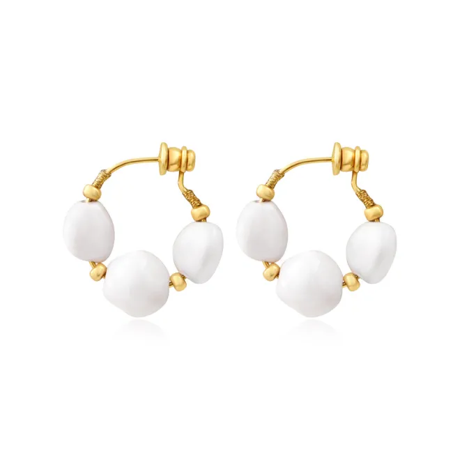 Loulou hoop earrings – gold and white