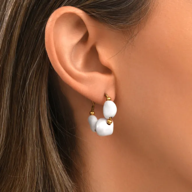Loulou hoop earrings – gold and white