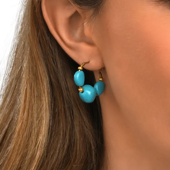 Loulou hoop earrings – turquoise and gold