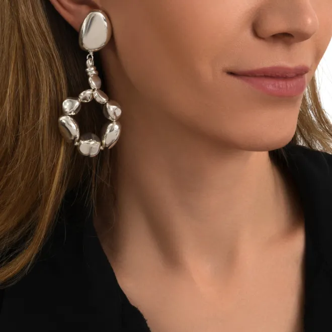 Loulou lightweight clip-on drop earrings - silver