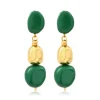 Loulou long clip-on earrings – green and gold