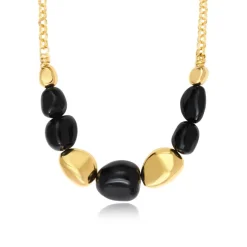 Loulou short chain necklace – black and gold