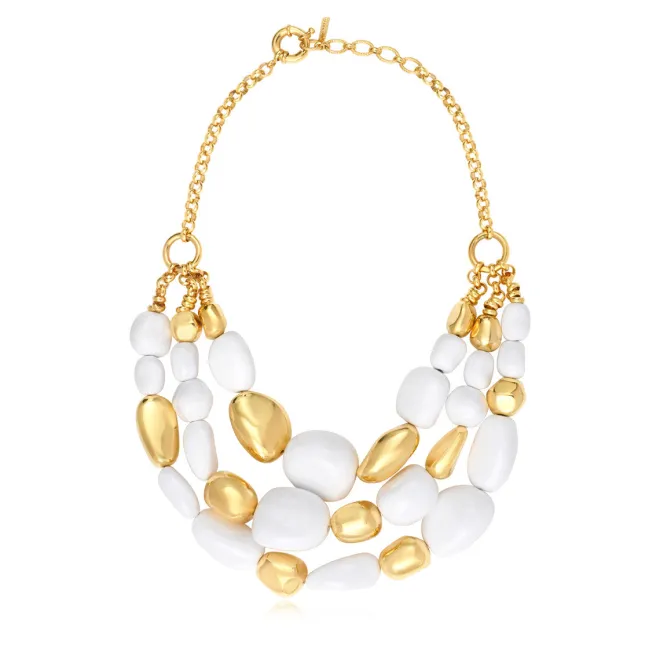 Loulou statement necklace – gold and white