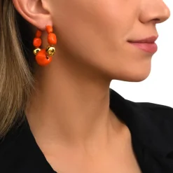 Loulou wide hoop earrings – orange and gold