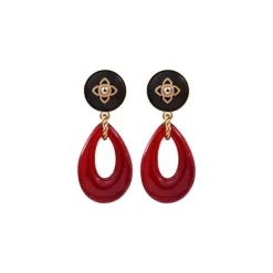 Lucky Charm Pierced Stud Earrings - Red