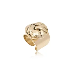 Lucy adjustable cabochon ring in fine gold-plated metal - white