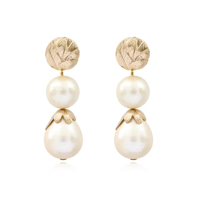 Lucy clip-on earrings in gold-tone metal - white
