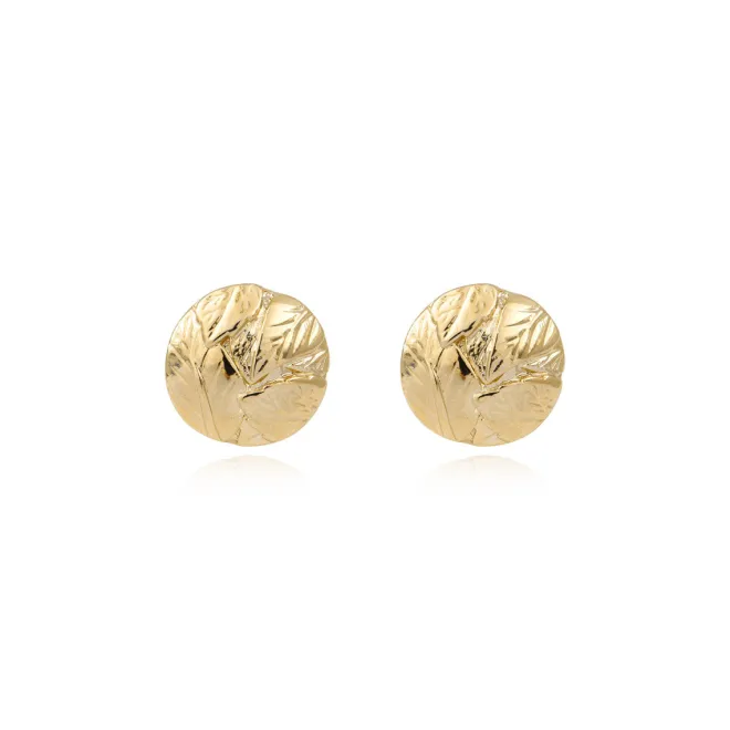 Lucy pierced stud earrings in fine gold-plated metal - white