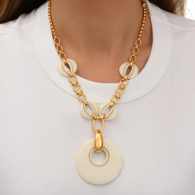 Masseria long chain necklace - white