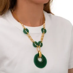 Masseria long chain necklace - green