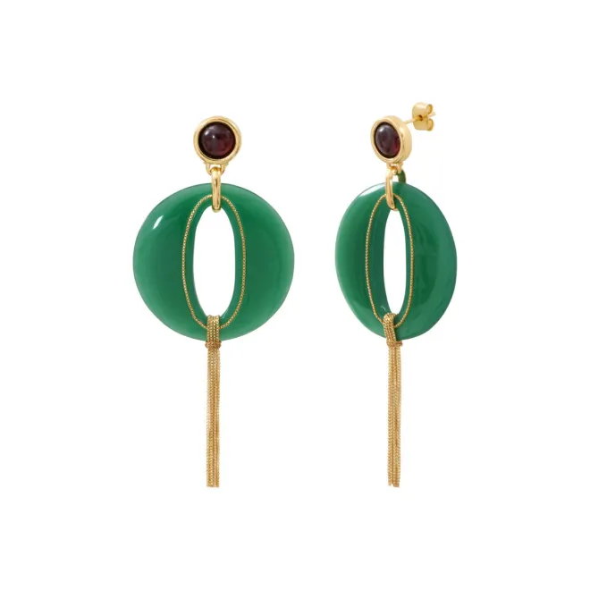 Masseria long pierced stud earrings - green