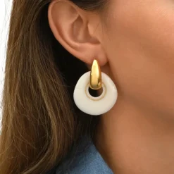 Masseria pierced stud earrings - white