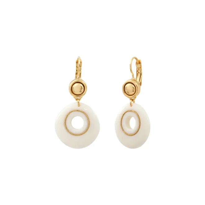 Masseria thin sleeper earrings - white