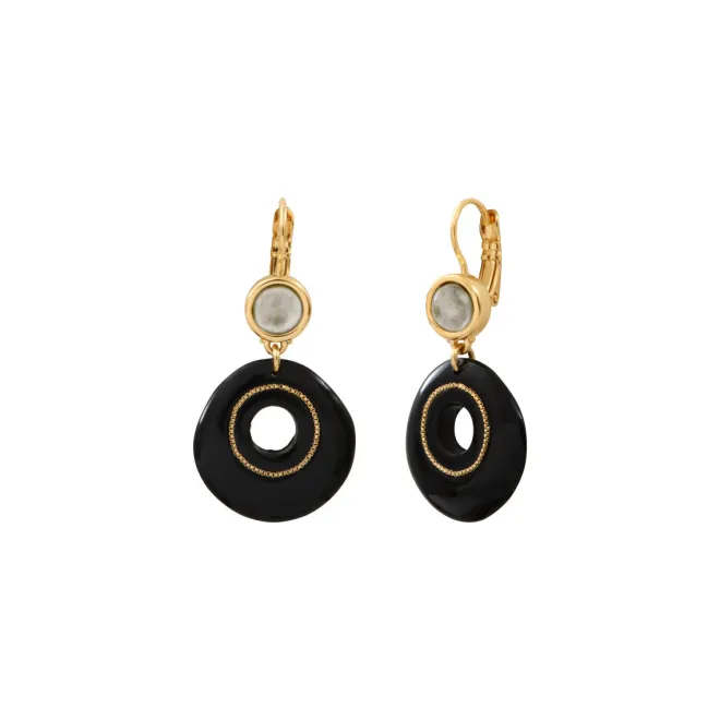 Masseria thin sleeper earrings - black
