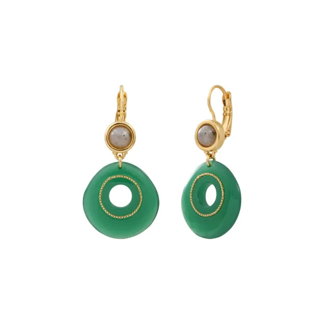 Masseria thin sleeper earrings - green