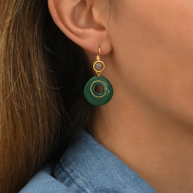 Masseria thin sleeper earrings - green