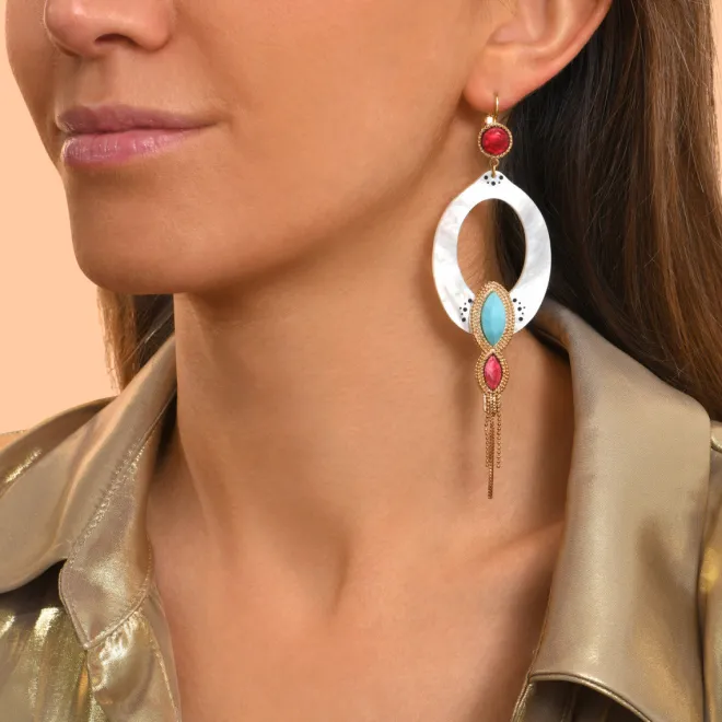 Mindoro drop earrings - white mother-of-pearl