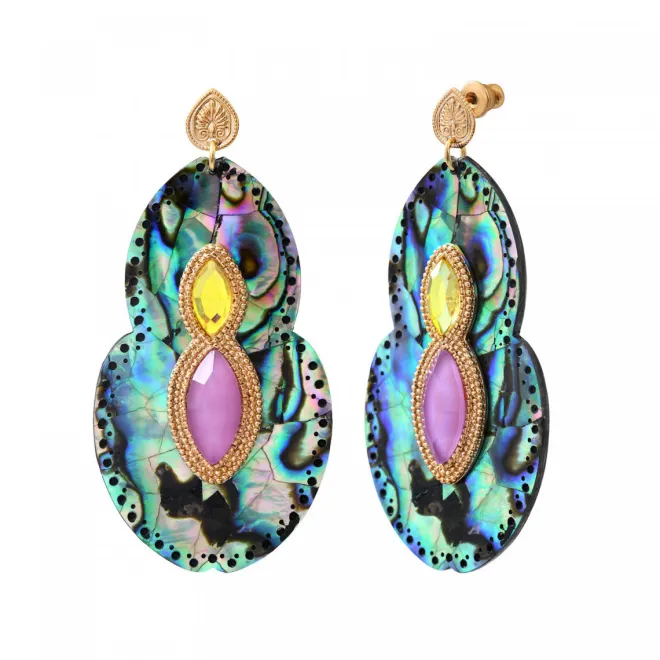Mindoro pierced stud earrings - iridescent blue