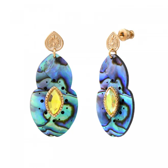 Mindoro pierced stud earrings - iridescent blue