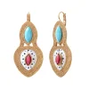 Mindoro sleeper earrings in beaded metal - white mother-of-pearl
