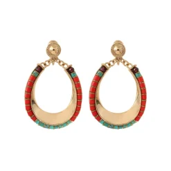 Ninon clip-on earrings - turquoise and red