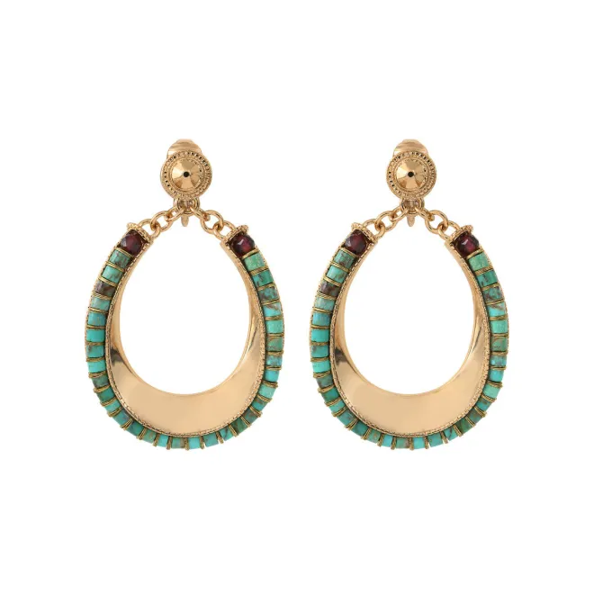 Ninon clip-on earrings - turquoise