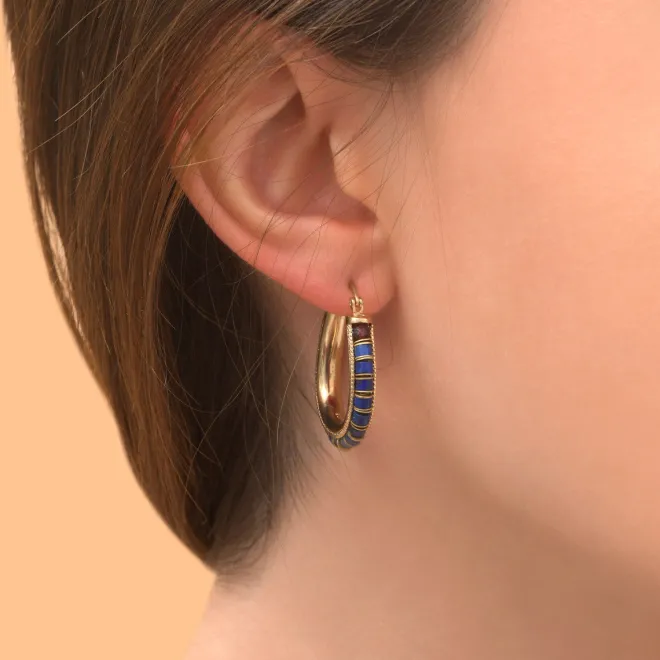 Ninon delicate hoop earrings - blue