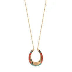 Ninon long necklace - turquoise and red