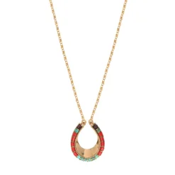 Ninon pendant necklace - turquoise and red