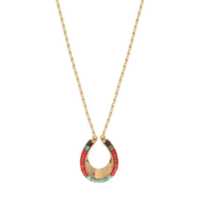 Ninon pendant necklace - turquoise and red
