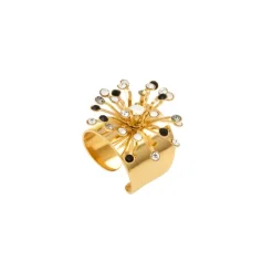 Noémie adjustable medium ring - black and white