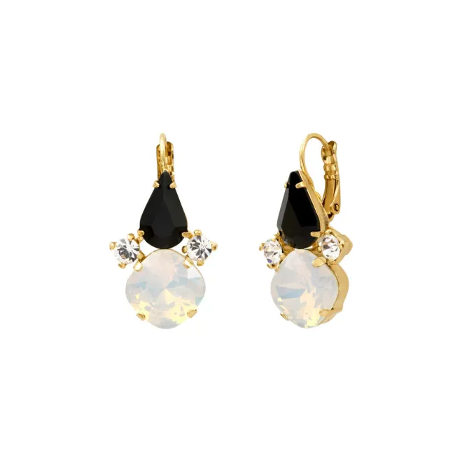 Noémie rhinestone sleeper earrings - black and white