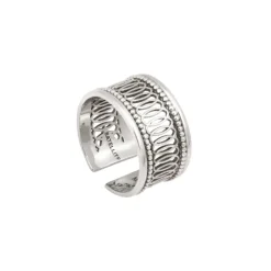 Noor adjustable medium wide ring - silver
