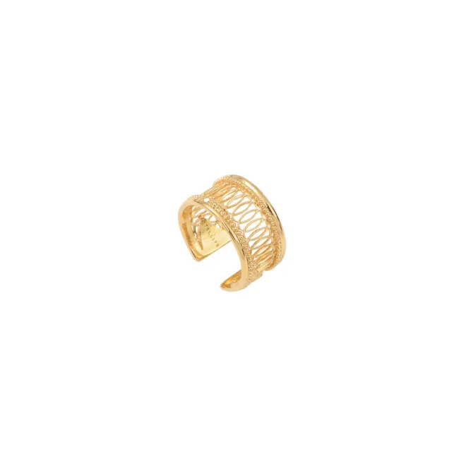 Noor adjustable ring in openwork metal - gold