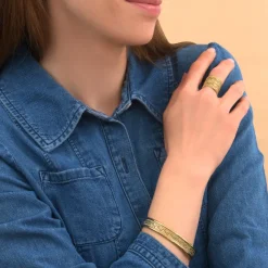 Noor Elegant Adjustable Bangle Bracelet - Gold